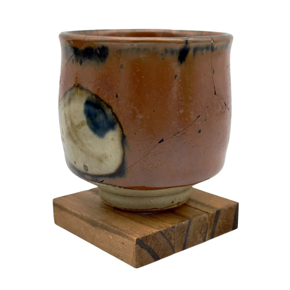 Kintsugi Cup Evil Eye Glazed Pottery Chawan Gold Crack Art Personal Growth Gift